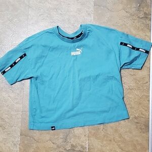 Puma Teal Cropped Tee with Logo